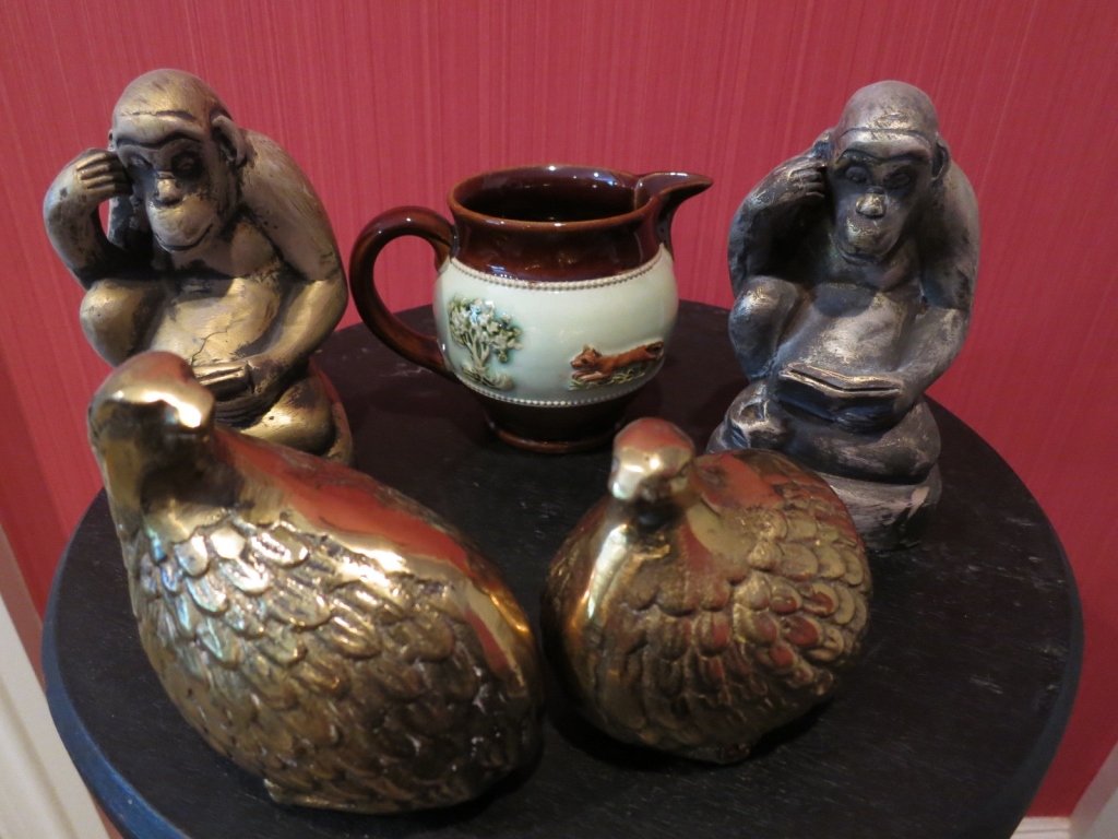 Fox Pitcher gold metal pheasants Monkey book ends (1 of 10)