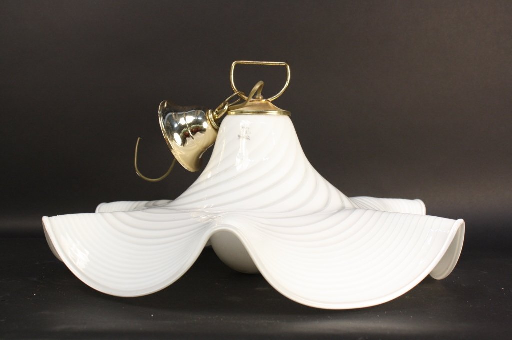 MURANO Venetian White Clear Glass Striped Vase: Murano glass art glass venetian glass Vase. Property of the John Styx Estate
