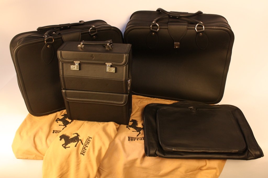 Set of Gentlemens Black Leather Ferrari Luggage (1 of 10)