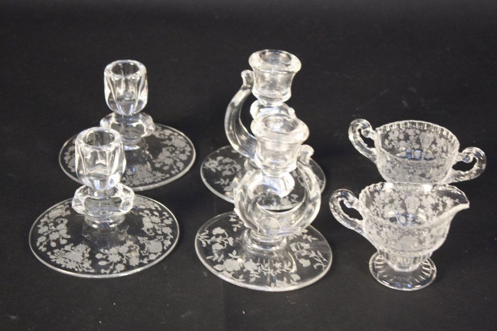 Group Lot Vintage Etched Glass Table Articles (1 of 10)