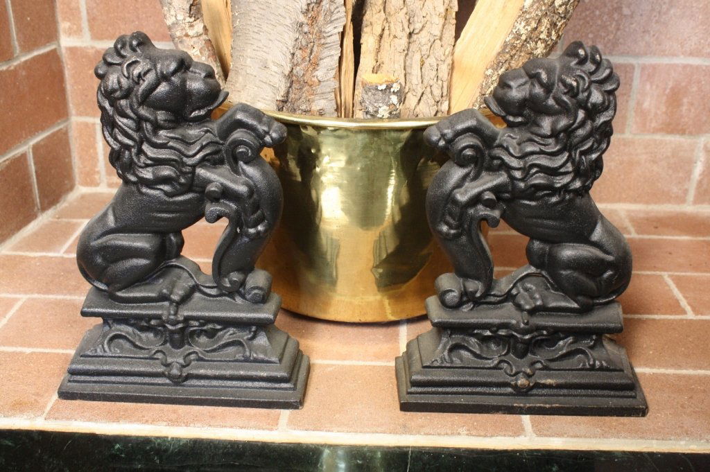 Antique Lion form Cast Iron Andirons (1 of 5)