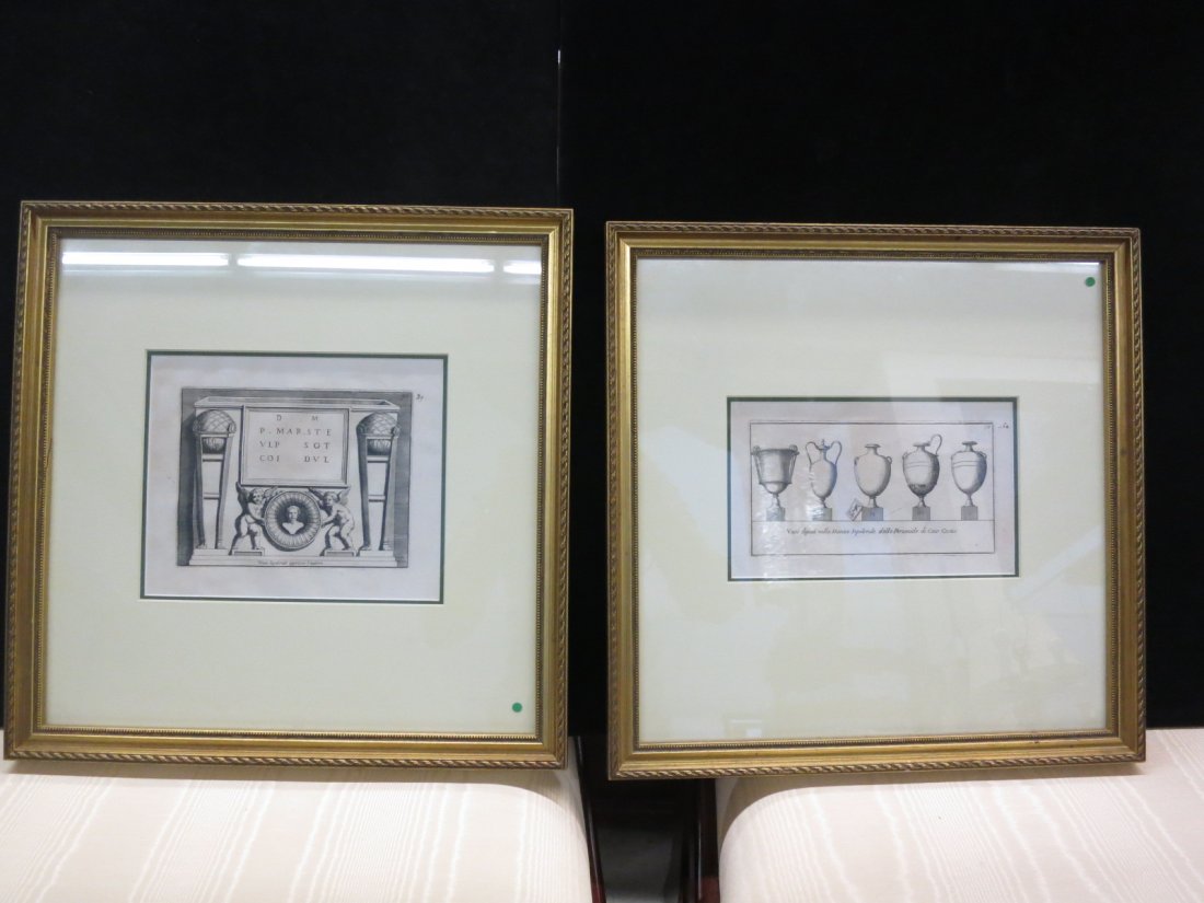 Pair of Gilt Framed Numbered Italian Lithographs (1 of 6)