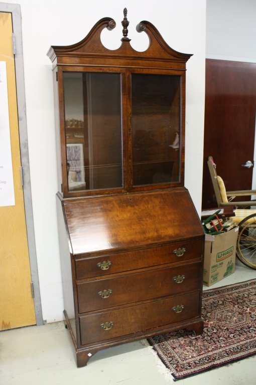 Mahogany secretary desk with display cabinet (1 of 7)