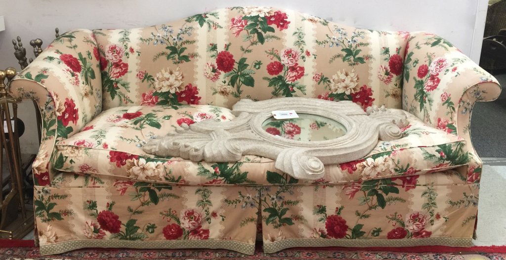 Floral Camel Back Couch with Creme Ground (1 of 4)