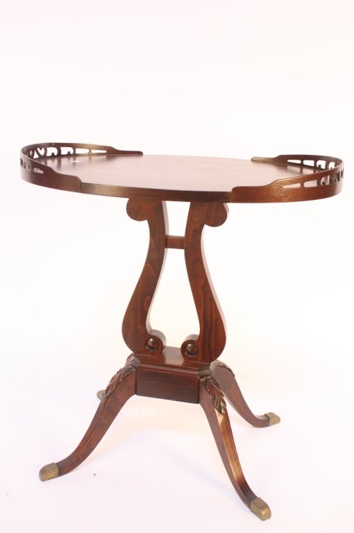 Mahogany Harp Base Pedestal Table with Galley (1 of 7)