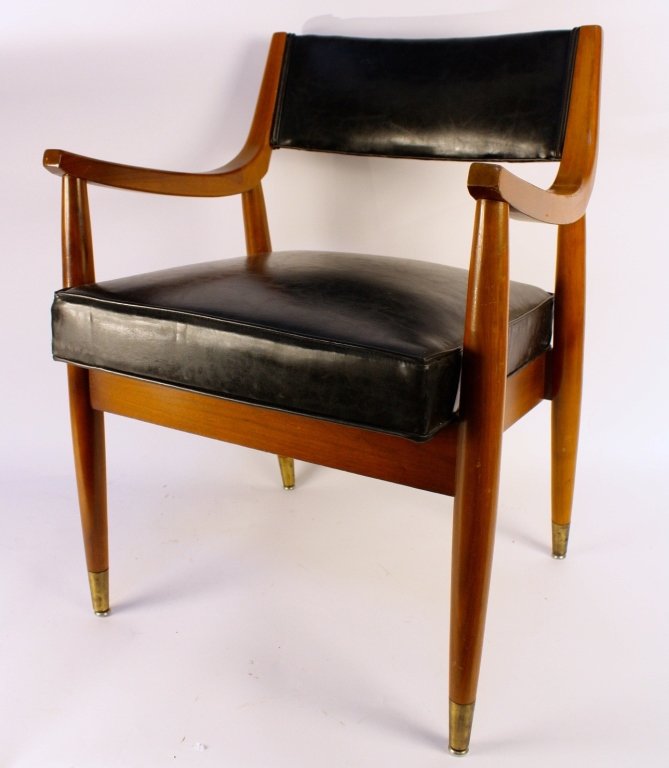 Leather cushioned mid century modern arm chair (1 of 5)