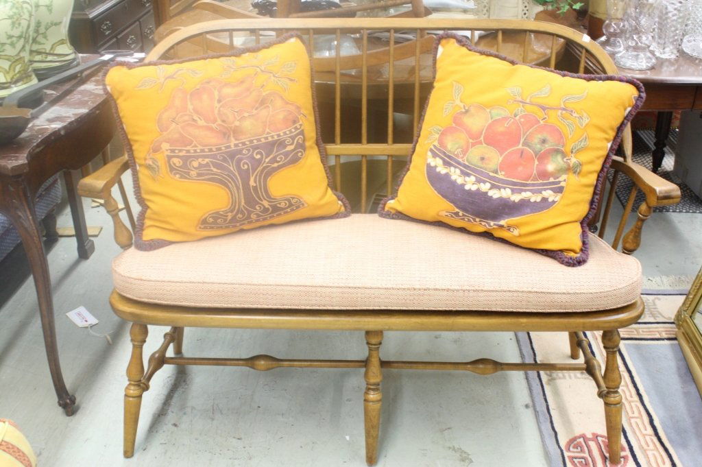 ETHAN ALLAN Hardwood Bench w/ Cushions (1 of 7)