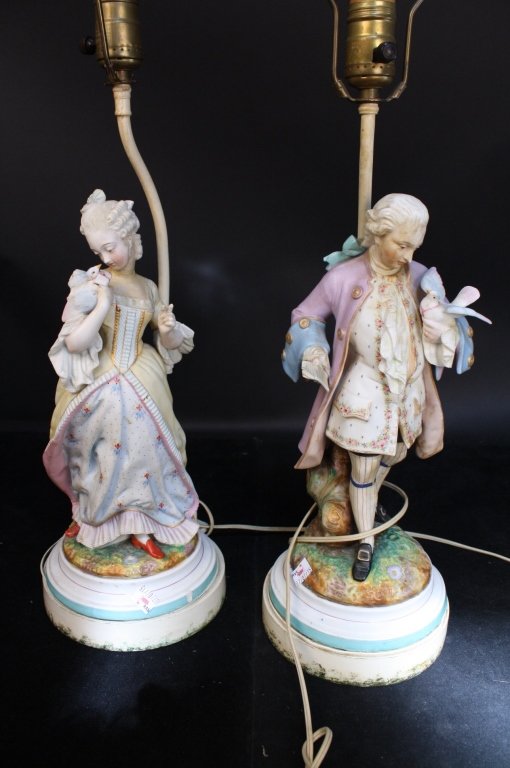 Pair of Table Lamps with Victorian Dressed Figures (1 of 6)