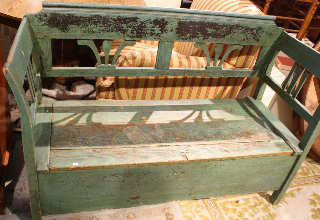 Green Hand Painted Country Bench (1 of 5)
