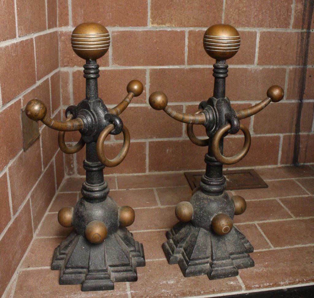 Antique English Industrial Modern Art Deco Andirons (1 of 7)