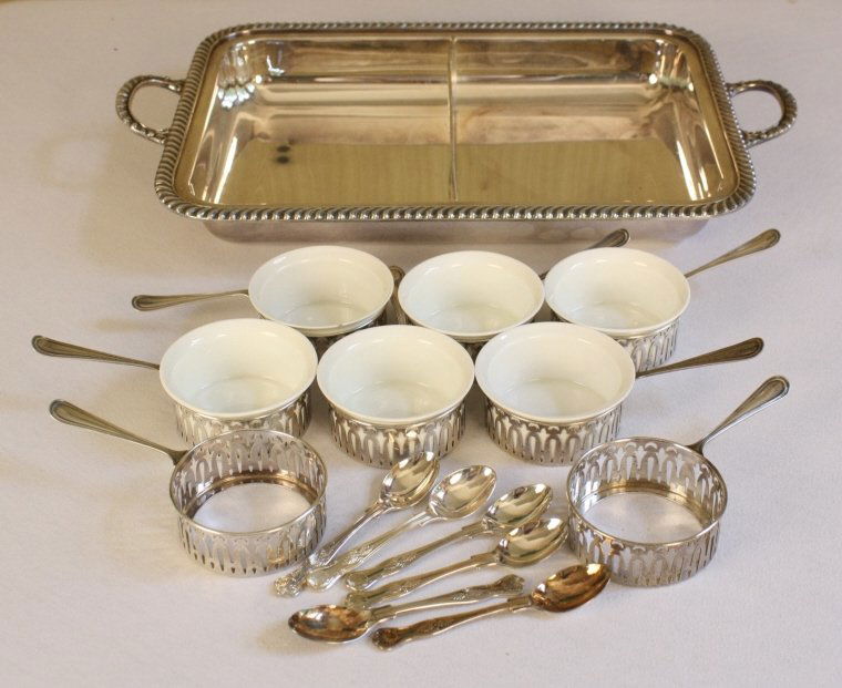 8 Sterling Silver Cup holders Hotel silver tray (1 of 10)