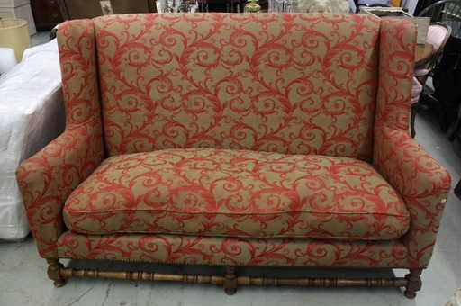 Tall Fl Wing Back Sofa Settee