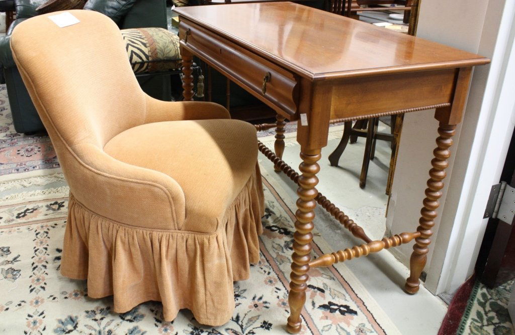 Vanity Table with Small Orange Cushion Chair (1 of 7)