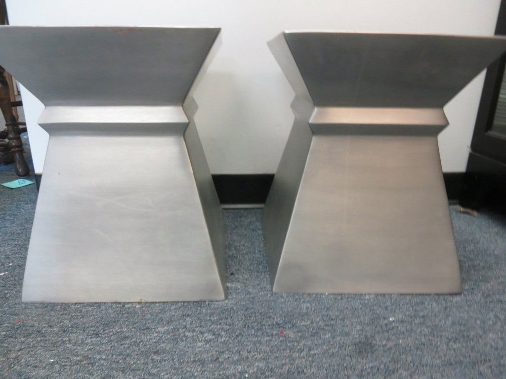 Pair of Modern Design Silver Metal Side Tables (1 of 5)