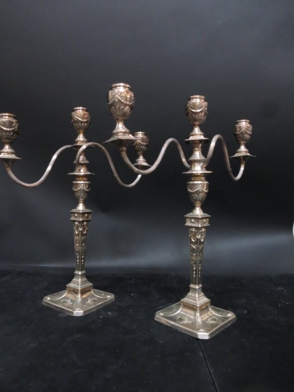 Pair Victorian Silver Plate Candelabras marked (1 of 2)