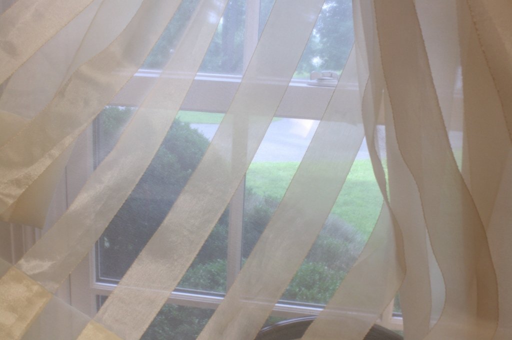 Linen Silk Sheer Striped Curtains Drapery Panels (1 of 5)