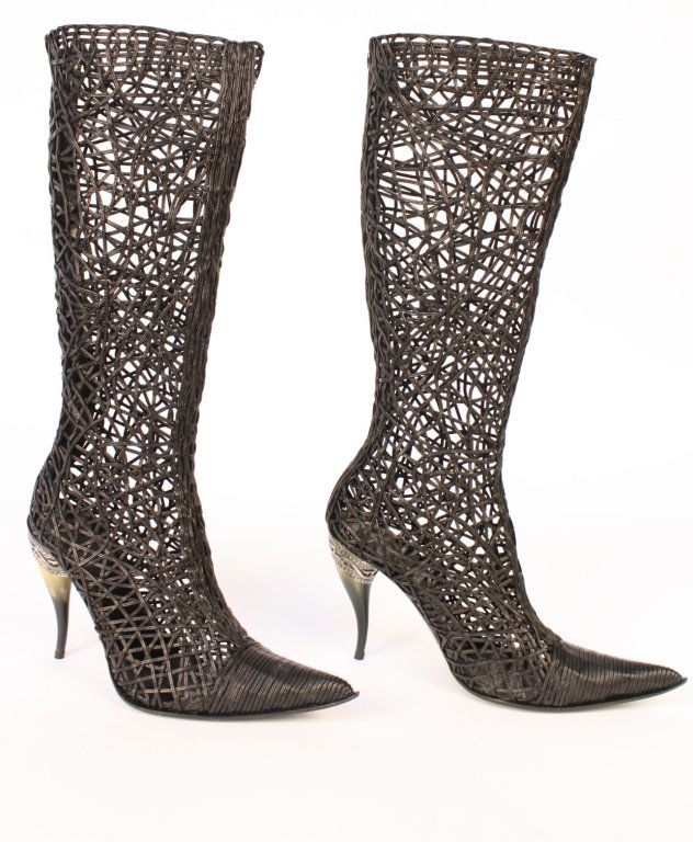 GIANNI BARBATO Black Leather Lace Boots (1 of 10)