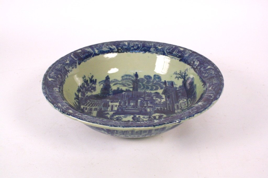 Antique Flow Blue Transfer ware bowl signed (1 of 5)