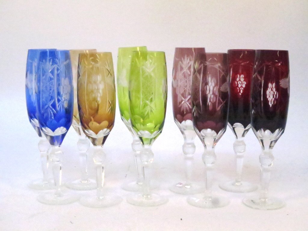 Set10 Color Cut Crystal  Bohemian Glass Stemware (1 of 6)