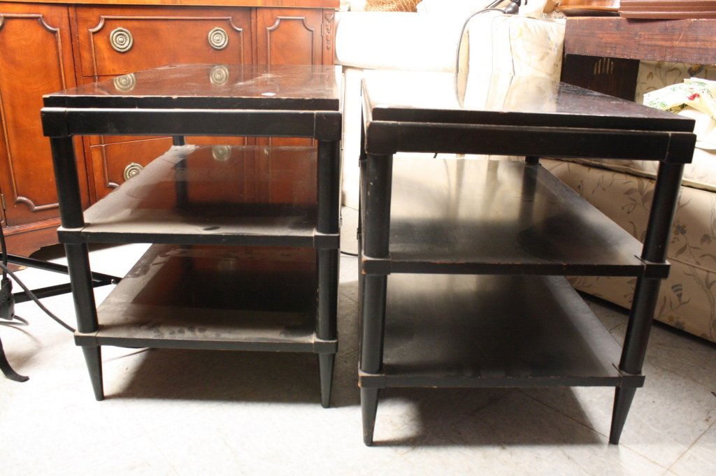 Pair Vintage Black Lacquered Tables (1 of 4)