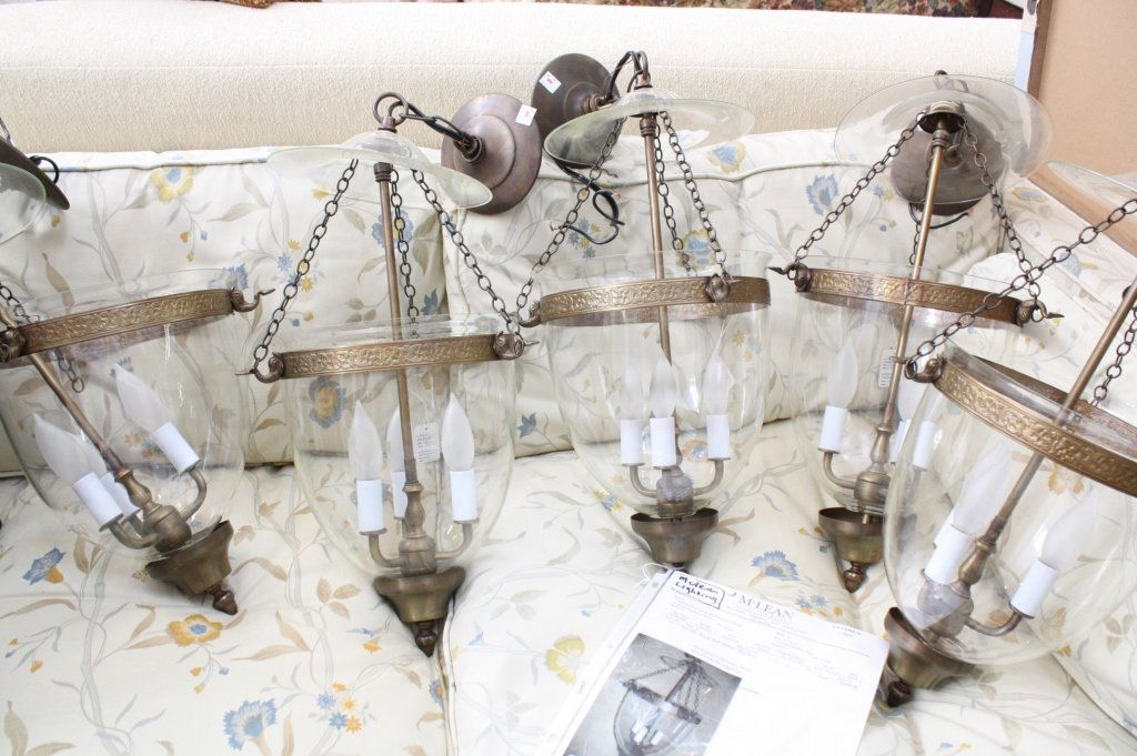 5 Pendant Light Fixtures iron and Glass (1 of 2)