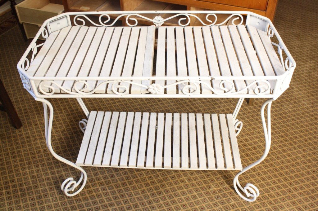 Vintage Iron and Wood Painted Serving Cart (1 of 5)
