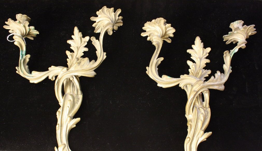 Pair Bronze Louis XIV Style Wall Sconces (1 of 9)