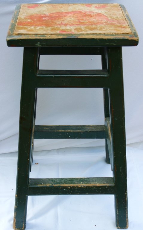 Painted Rabbit and Green Country Stool (1 of 5)