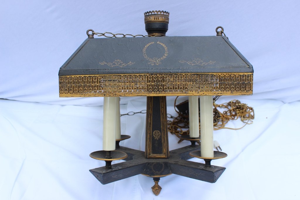 Antique Painted Tole Chandelier (1 of 8)