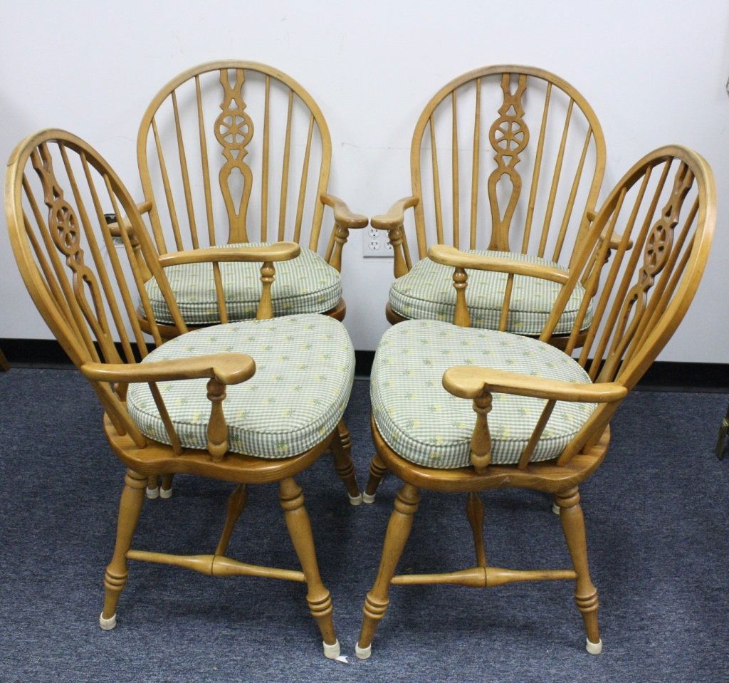 Four Spindle Back Chairs w Petite Floral Cushions (1 of 7)