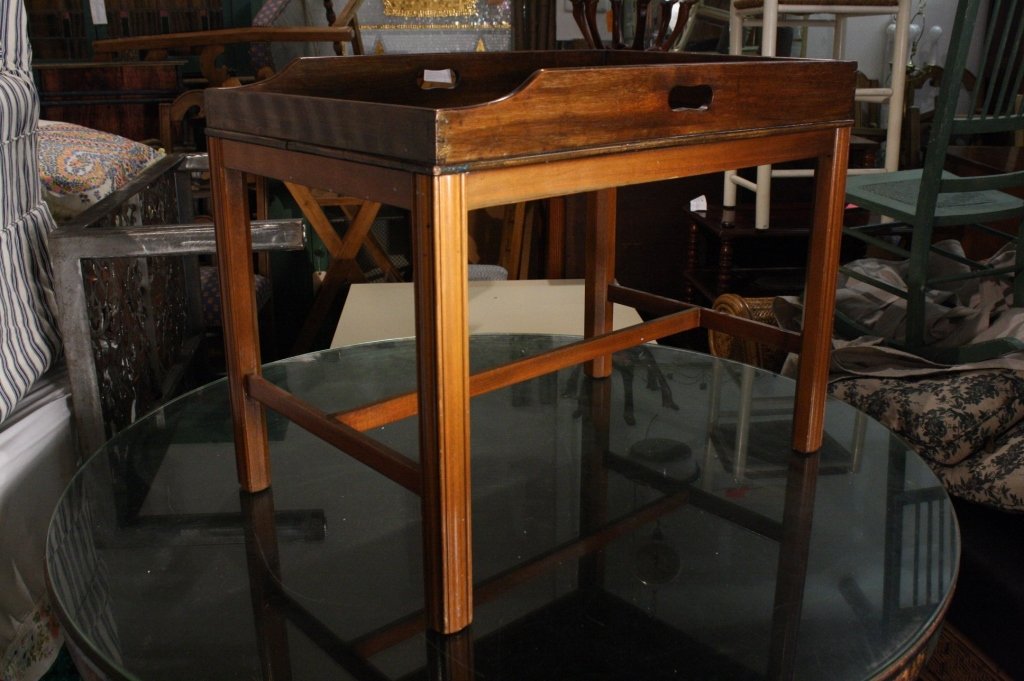 Mahogany Tray Top Style End Table Straight Legs (1 of 4)