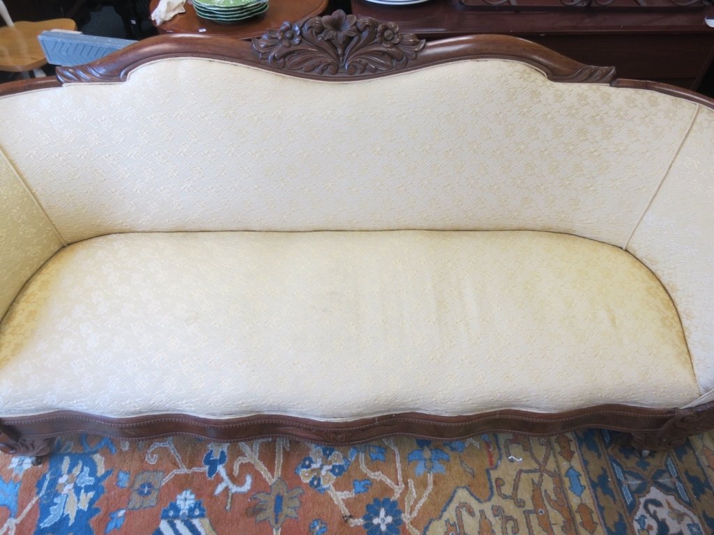 Vintage Yellow Victorian Settee Sofa (1 of 10)