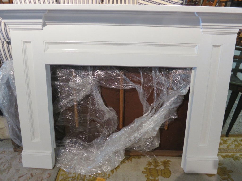 Carved wood White Fireplace Mantel (1 of 5)