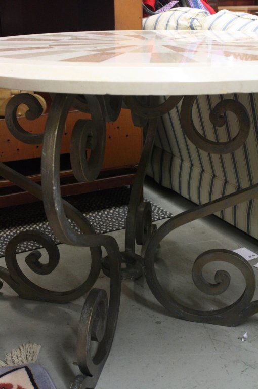Marble pinwheel table iron base (1 of 8)