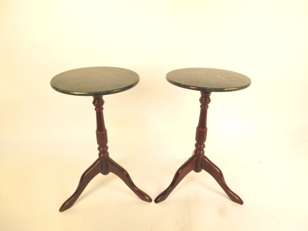 Pair Marble Topped End Tables (1 of 5)