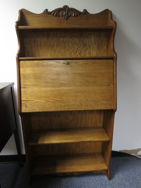 Antique locking wall desk and shelf (1 of 7)