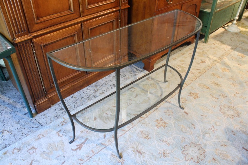 Glass and Wrought Iron Side Table (1 of 7)