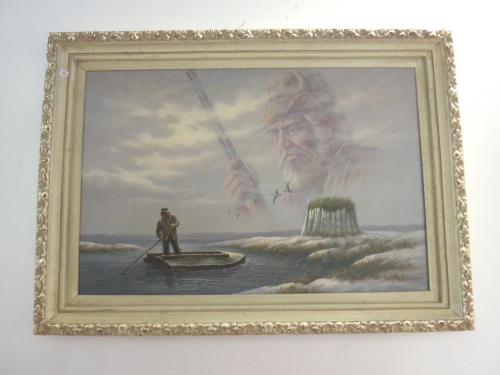 BILL LARSON Oil of Man on Raft (1 of 4)