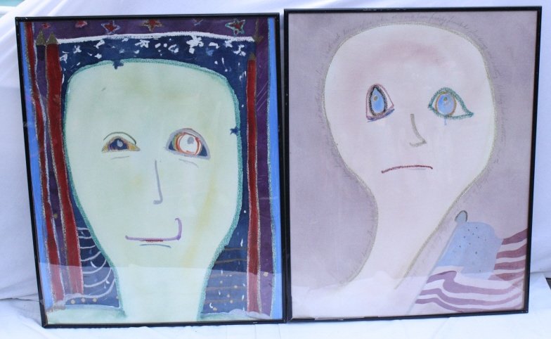 Pair Signed Cartoon Style Portraits (1 of 7)