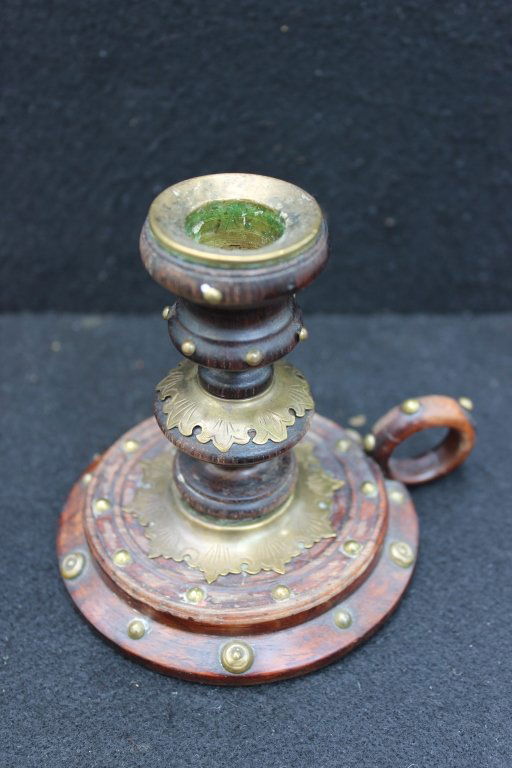 Unique Hand Carved Antique Wooden Candlestick (1 of 6)