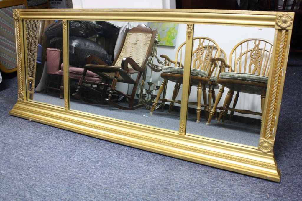 Antique Triple Panel Gold Leaf Vanity Mirror (1 of 6)
