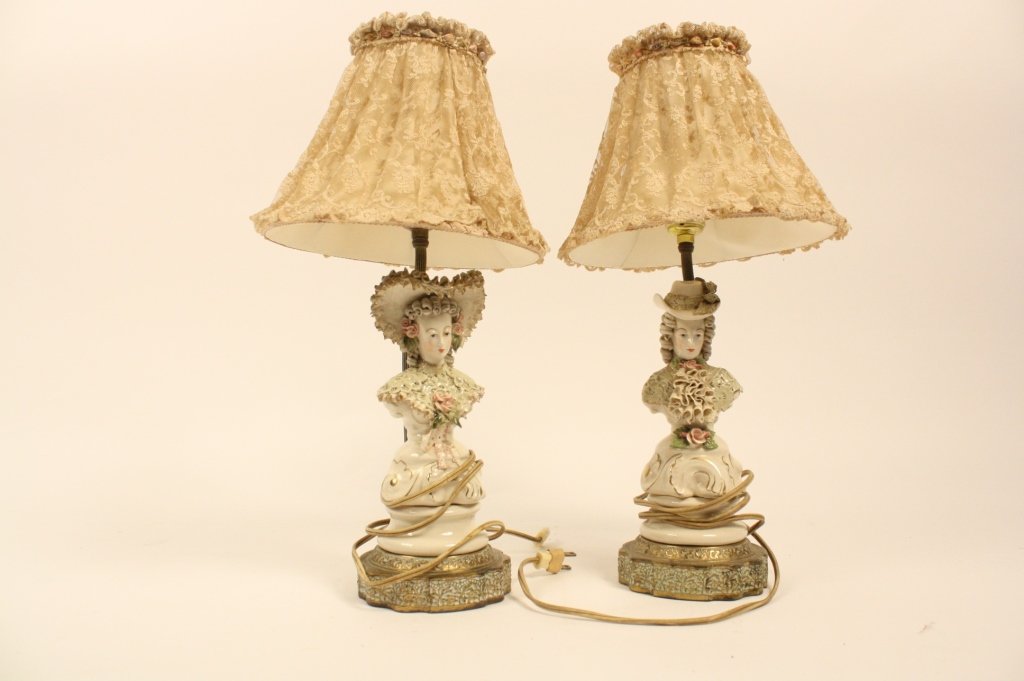 Antique Hand Painted Victorian Figurine Lamps (1 of 6)
