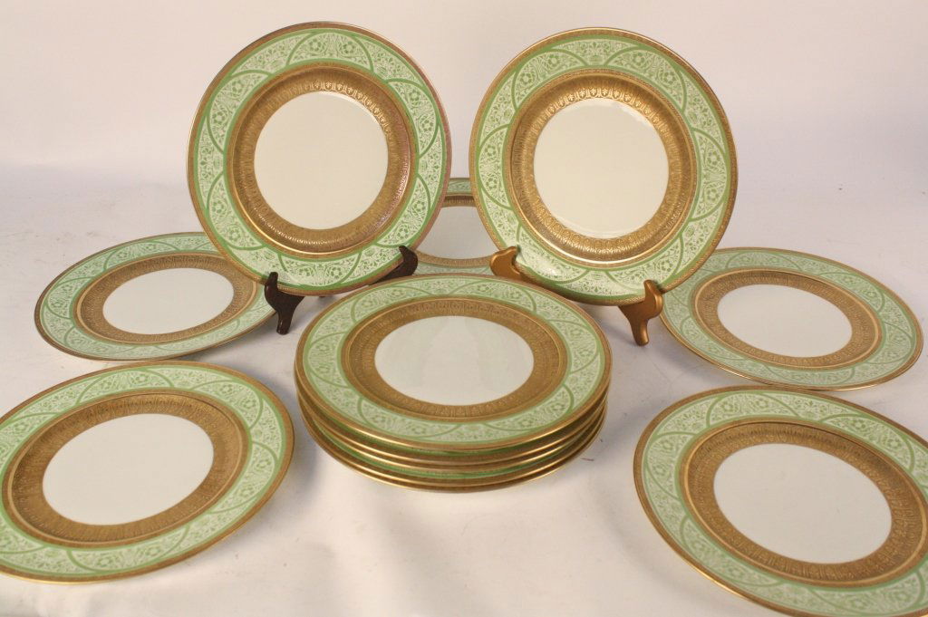 Green and Gold Leaf Porcelain Dinner Service Set (1 of 5)