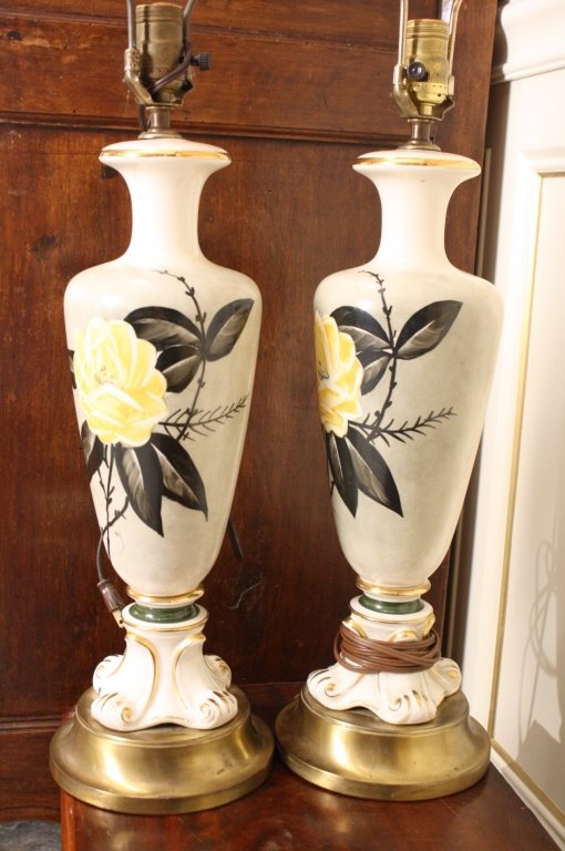 Pair Hand Painted Artist Signed Lamps (1 of 5)