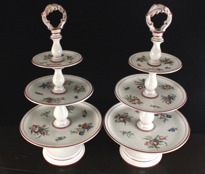 Pair Antique Painted Italian tiered  platters (1 of 6)