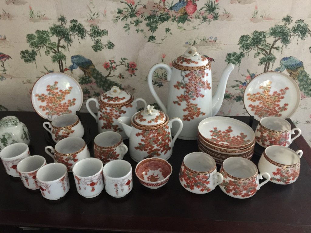 Antique Asian 16pc Tea Set Accompanying platter (1 of 10)