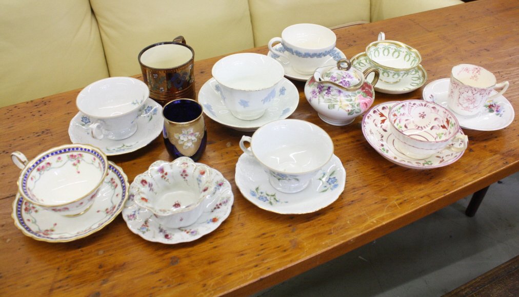 Group Lot antique China cups saucers creamer vase (1 of 8)