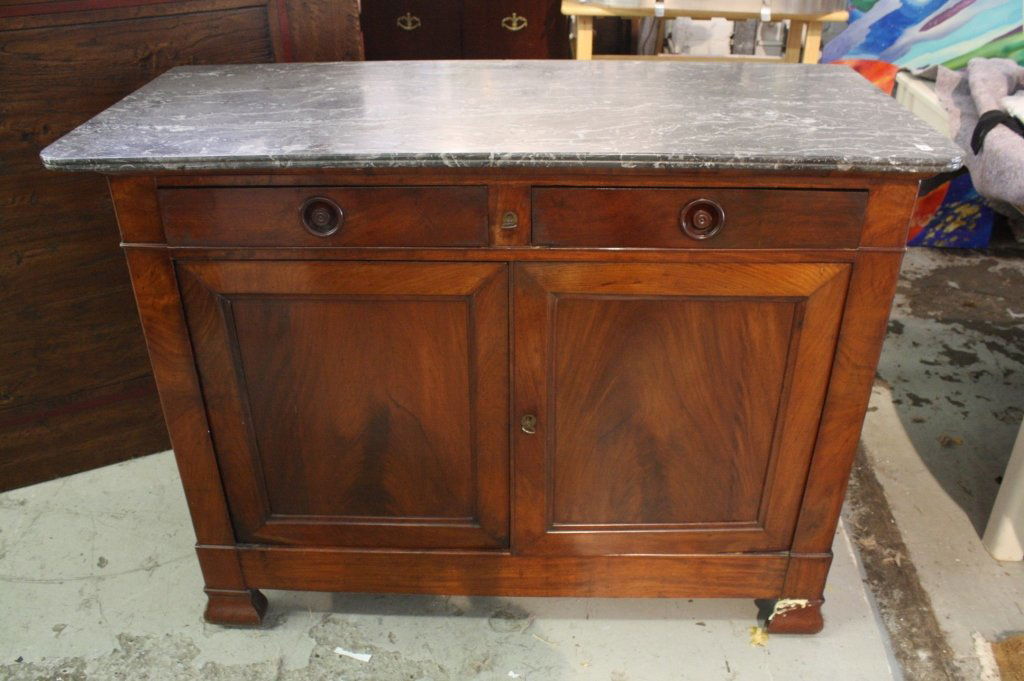 Marble Top Mahogany Side Serving Chest (1 of 8)