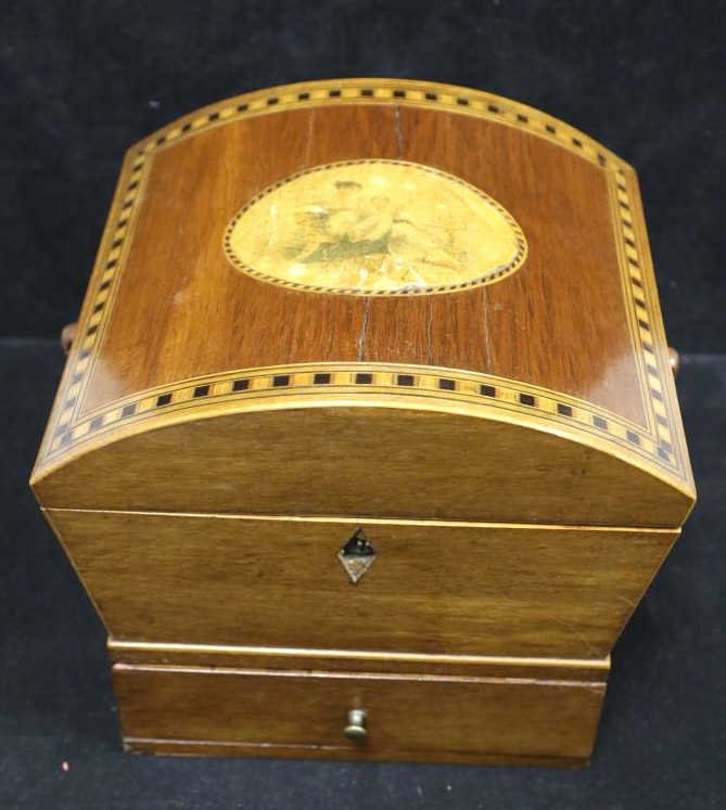 Vintage Dome Topped Marquetry Inlayed Box (1 of 3)