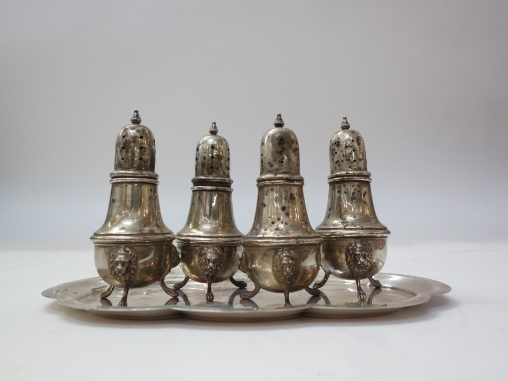 Sterling Silver Tray and Two Sets of Shakers (1 of 7)